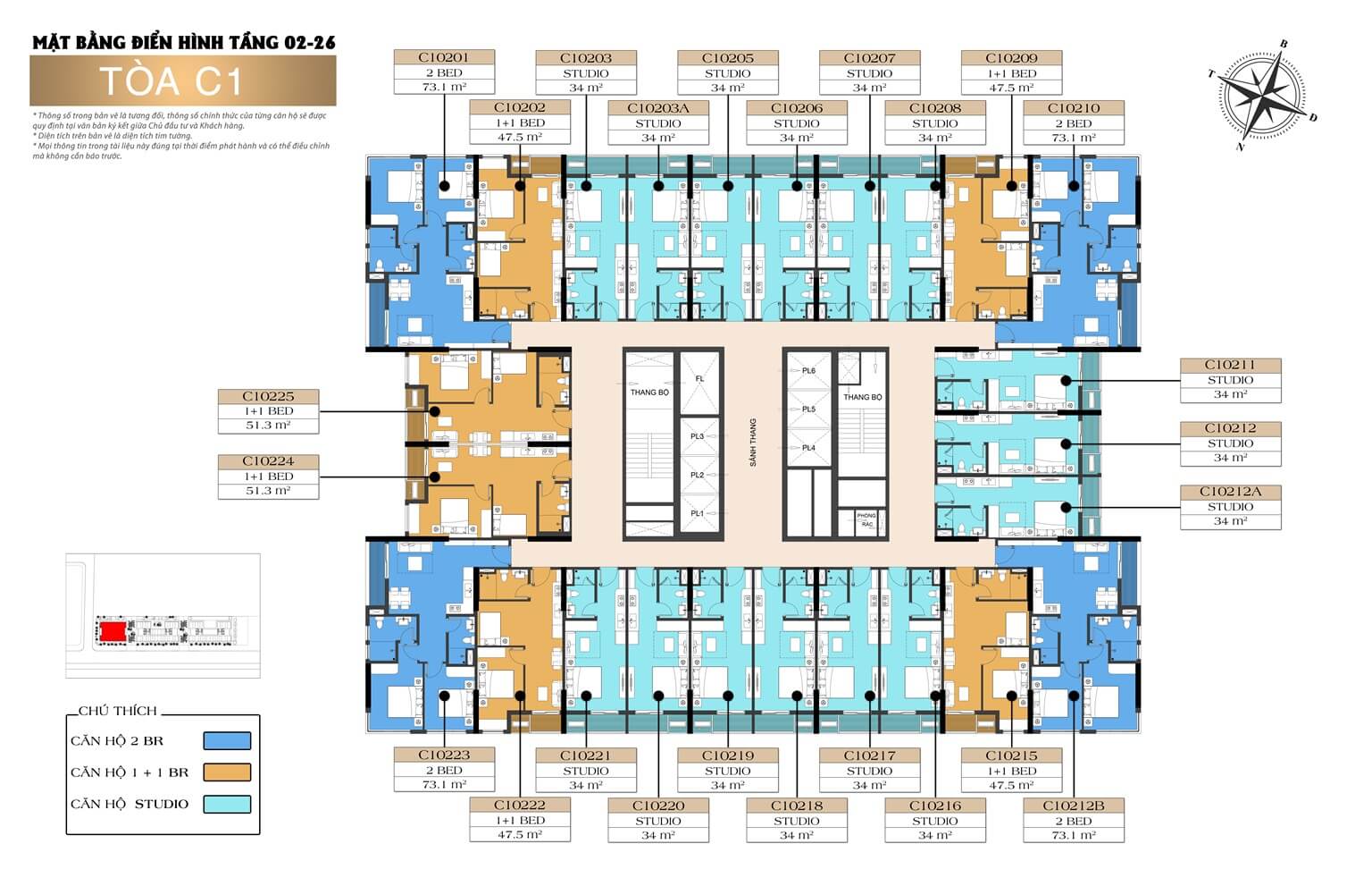 Mặt bằng tầng 2-26 tòa C1 dự án Sun Festo Town Hạ Long
