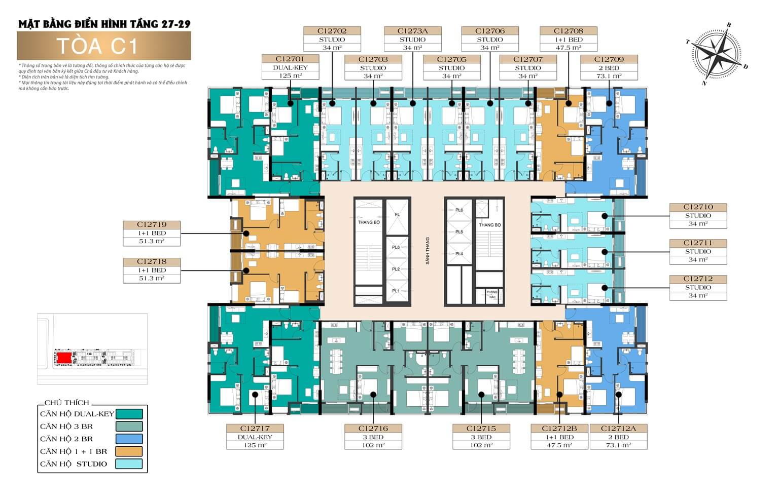 Mặt bằng tầng 27-29 tòa C1 dự án Sun Festo Town Hạ Long